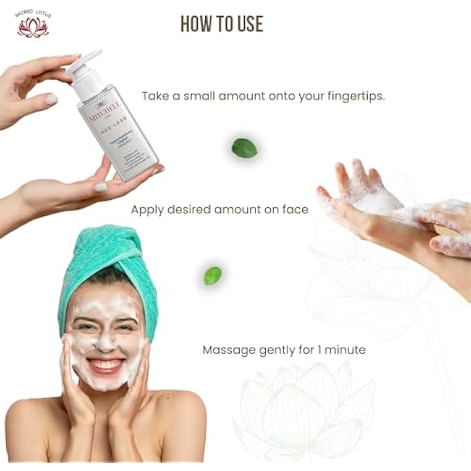 MITCHELL USA AGE-LESS PAPAYA BRIGHTENING CLEANSER - HYDRATING & MOISTURIZING FACIAL WASH - ANTI AGING FACE CLEANSER - EXFOLIATING FACIAL CLEANSER - FOAMING FACE WASH WITH LOTUS SEED EXTRACT, ALOE VERA - Image 2